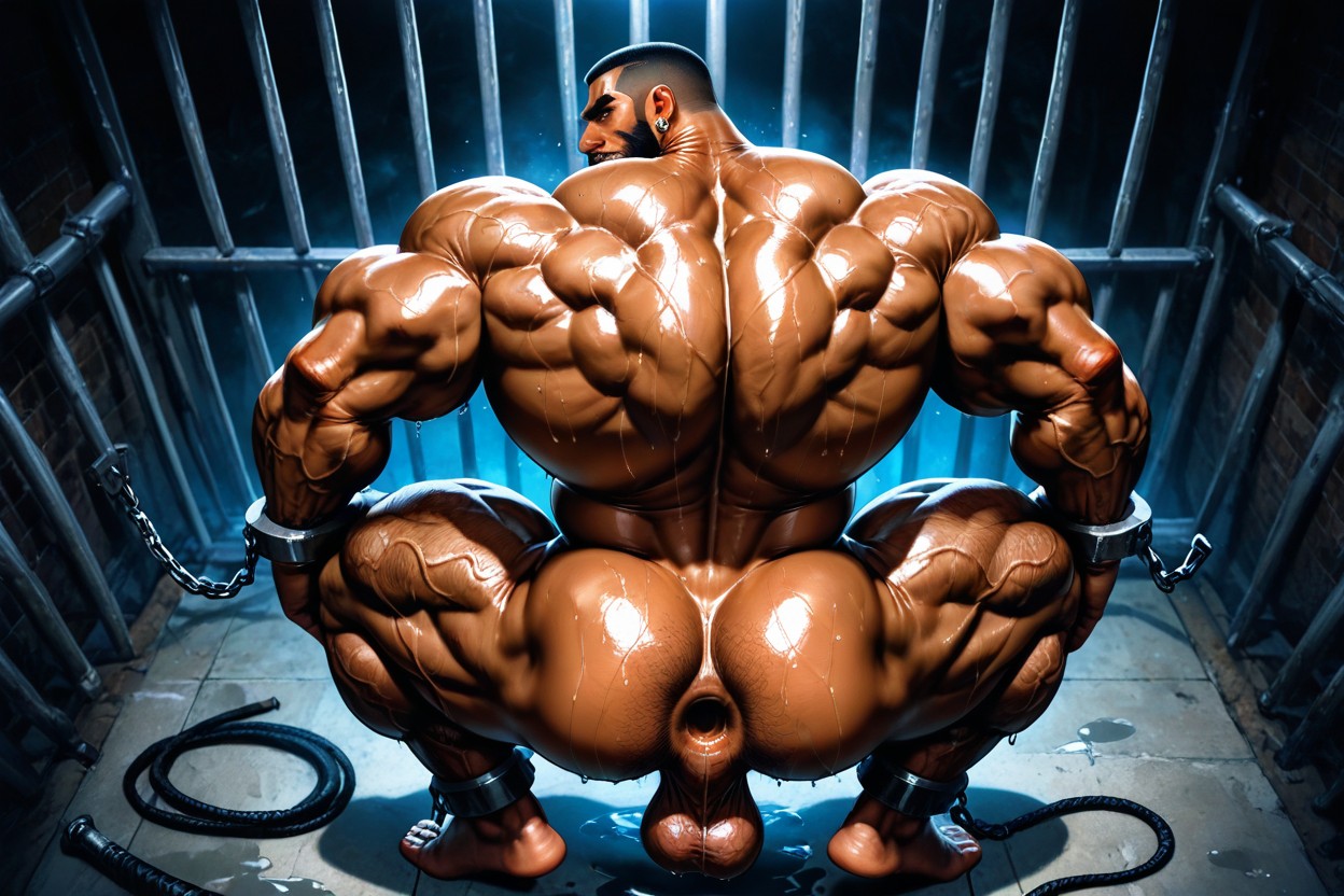 Vascular Muscles, Neck Wider Than Face, Bodybuilder AI Gay Porn