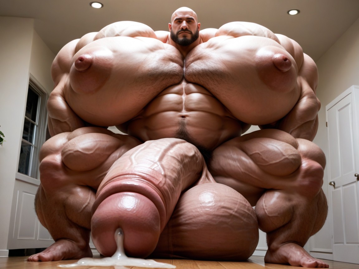 Oversized Hyper Muscles, Light Blue Hair, Small Ass AI Gay Porn
