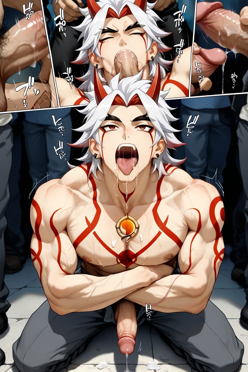 People In Background, Mouth Wide Open, Beitemian Style AI Gay Porn