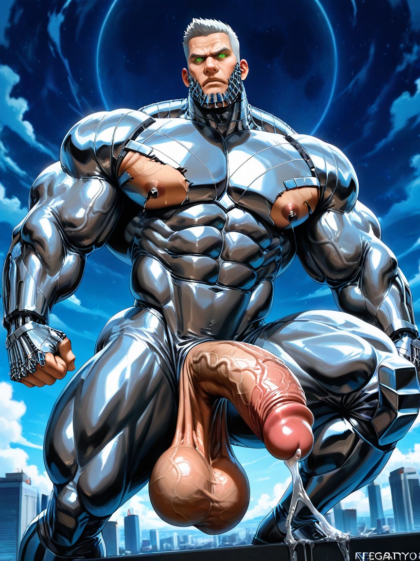Hair Parted To The Side, Massive Heavy Hard Bulging Manly Pecs, Dynamic Dutch Angle AI Gay Porn