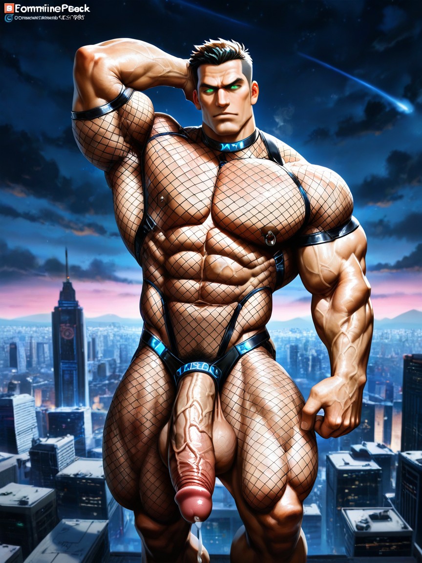 One Arm Up, Muy Corto, Revealing Mesh Skin-tight Form Fitting Clothing Porno gay IA