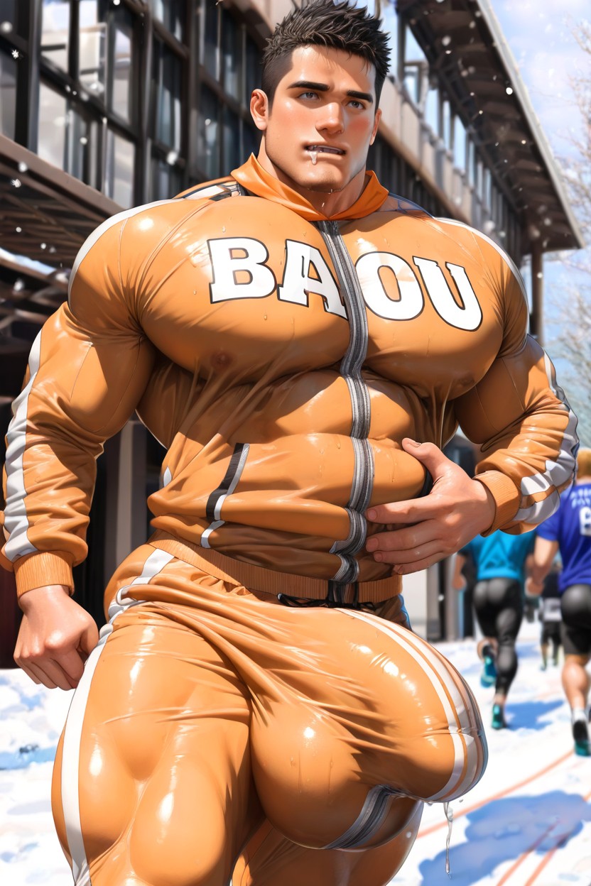 Angular Features, Jogging, Big Balls AI Gay Porn