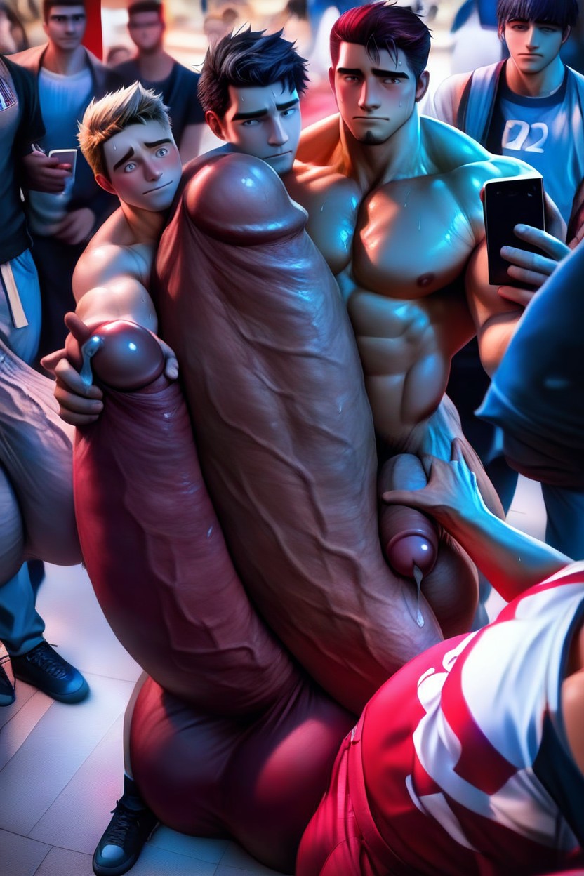 Cock Bigger Than Body, Impossibly Long And Thick Hyper Cock Taller And Thicker Than Body, Embarassed AI Gay Porn