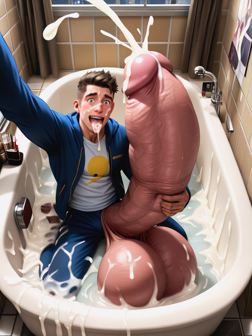 Cumshot, Gay, Bathtub AI Gay Porn