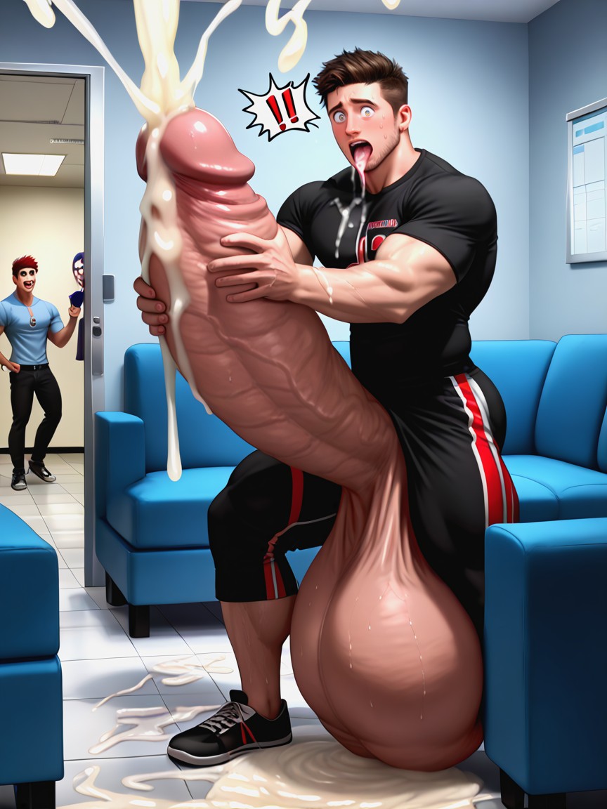 Helping Hand, Gigantic Fully Erect Uncut Penis, Absurdly Surreal Oversized Hyper Cock AI Gay Porn