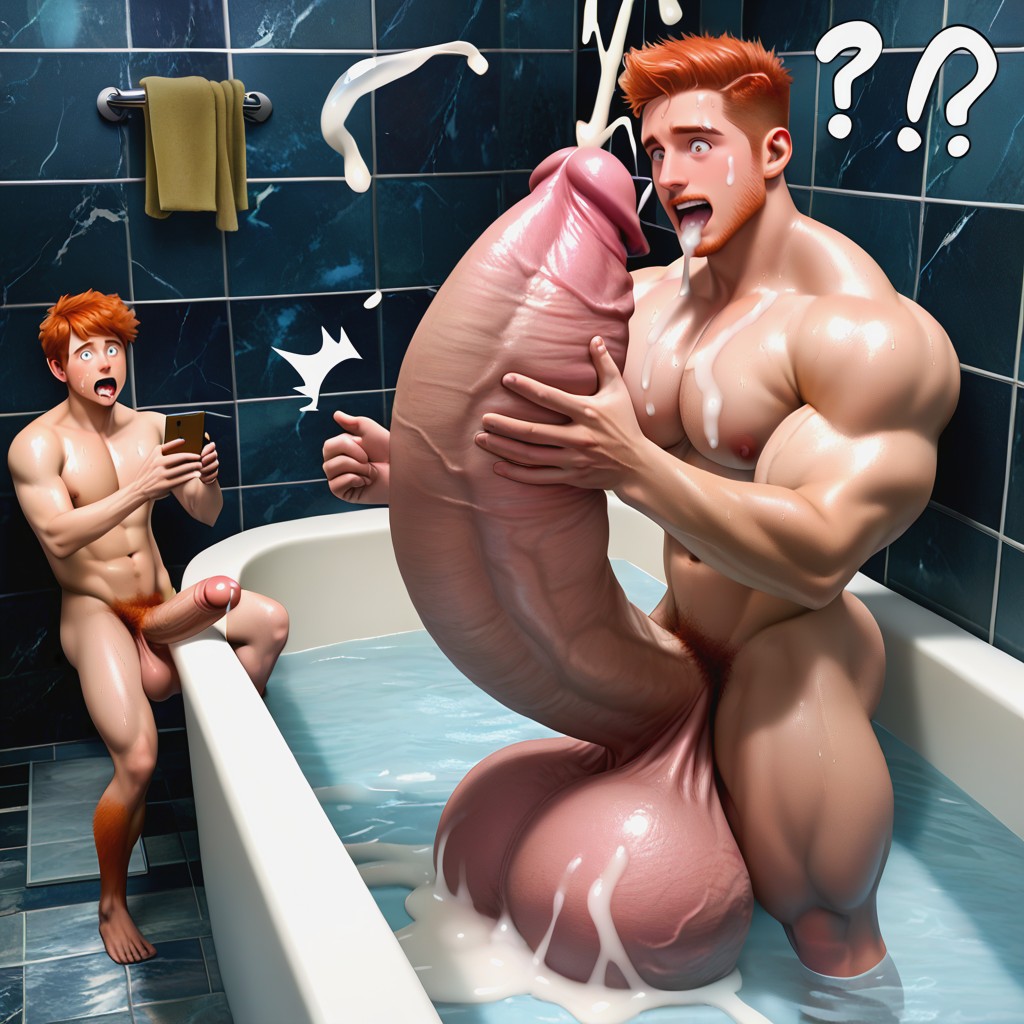 Caught, Surreal Absurd Impossible Gigantic Cock Size, 18+ AI Gay Porn