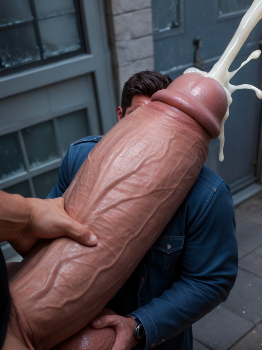 Cock Bigger Than Body, Cumshot, Hugging Cock AI Gay Porn