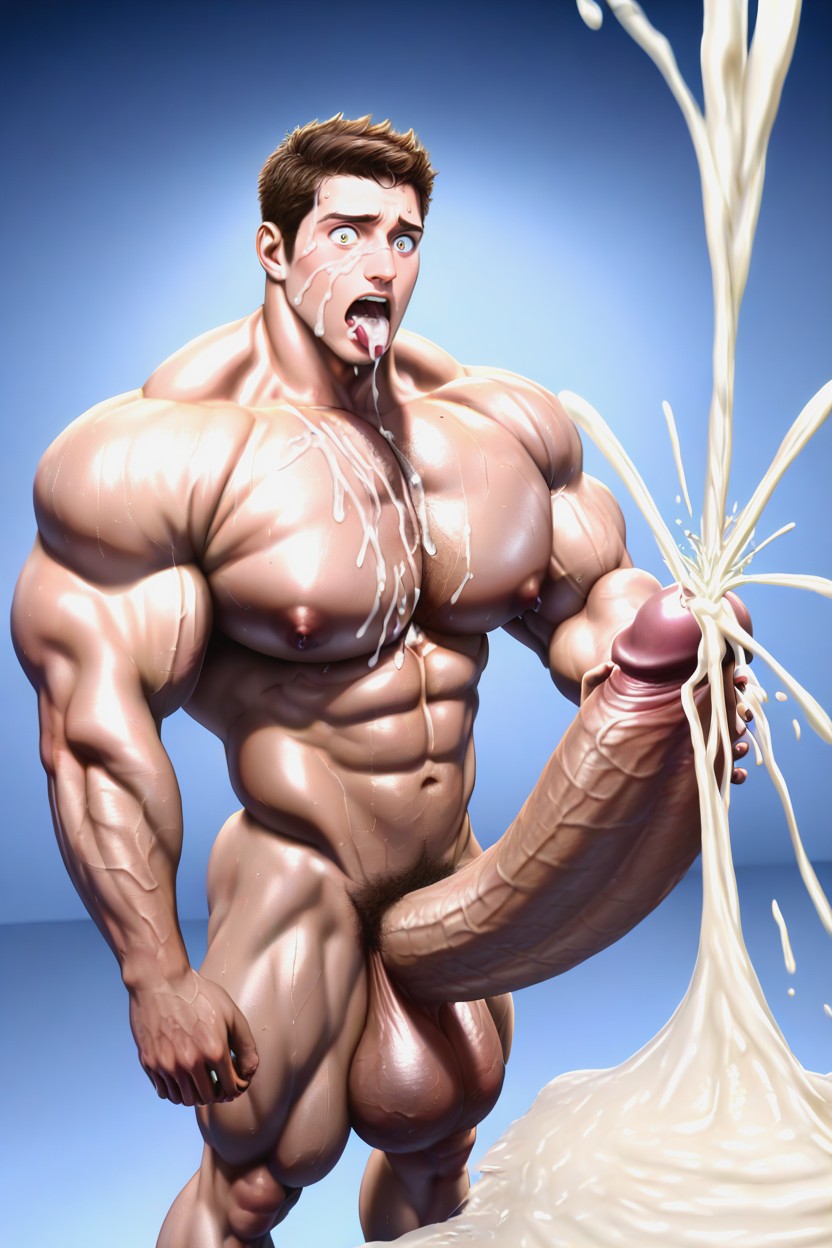Absurdly Surreal Oversized Hyper Cock, Cock Much Bigger Than Body, Male AI Gay Porn