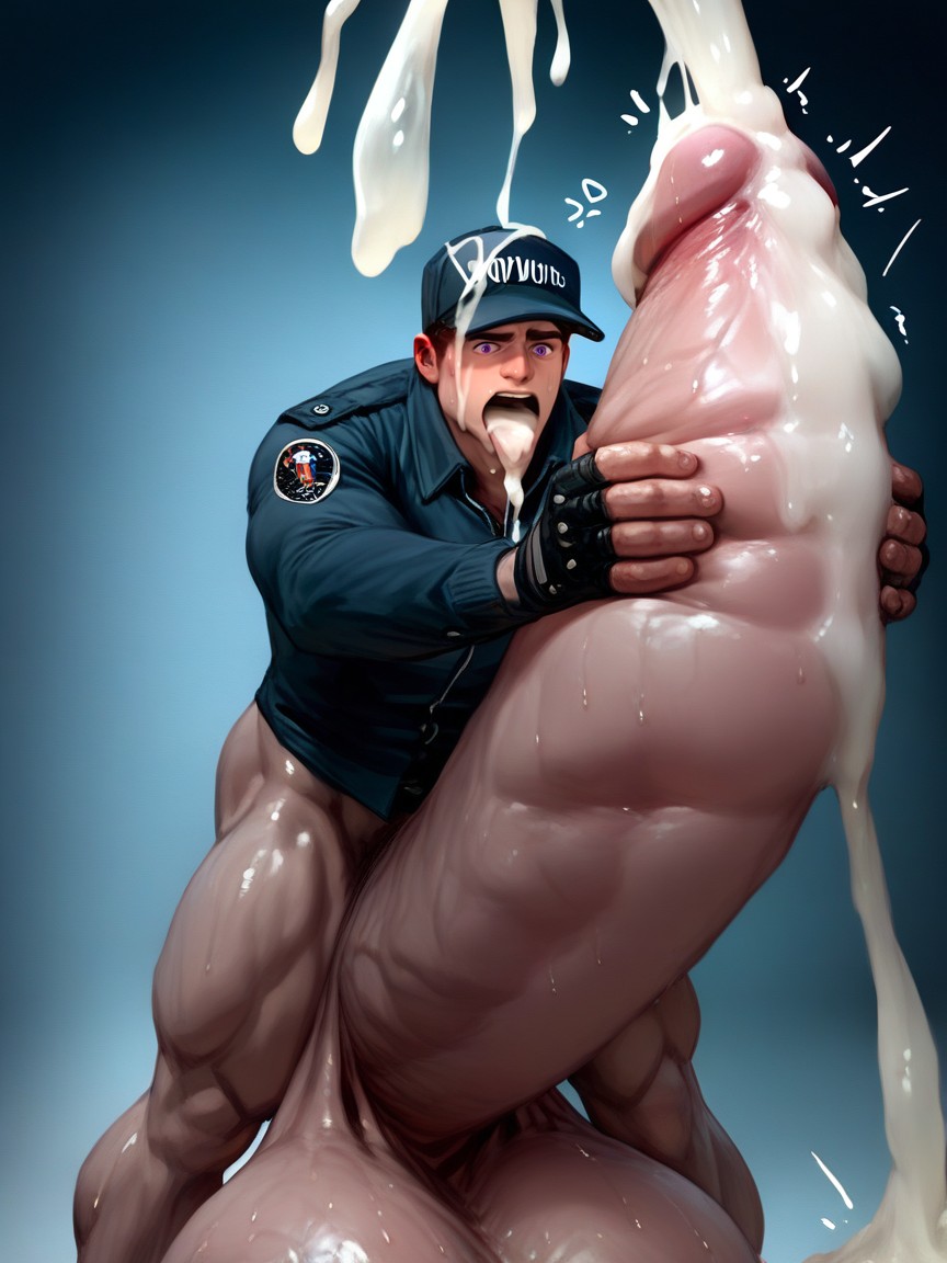 Very Offended, Penis Realistically Attached To Crotch, Cum On Tongue AI Gay Porn