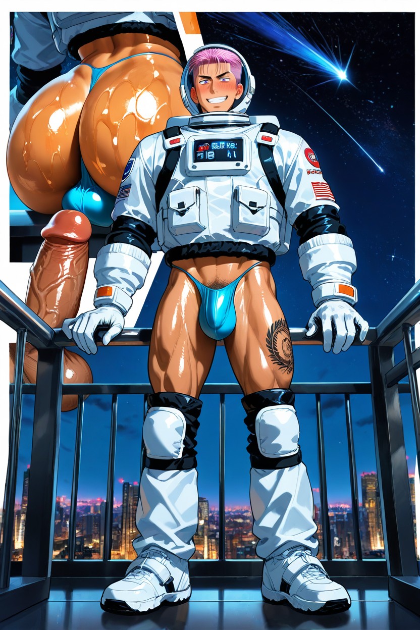 Dimly Lit, Accurate Perspective, View From Below AI Gay Porn