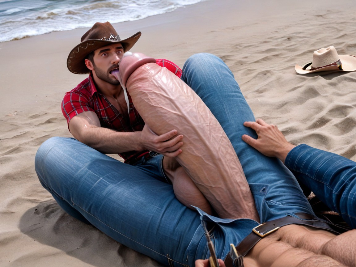 View From Above, Surreal Absurd Impossible Gigantic Cock Size, Impossibly Long And Thick Hyper Cock Taller And Thicker Than Body AI Gay Porn