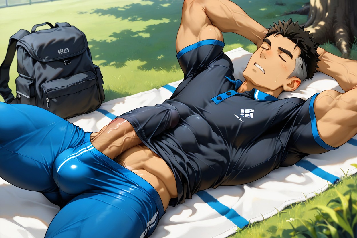 Muscle Sculpted In Clothes, Half Pants Too Tight, Supertight Polo Shirt AI Gay Porn
