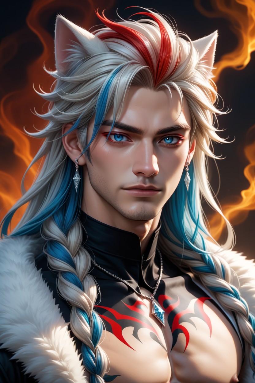Arm Tattoos, Long Hair, Necklace AI Gay Porn