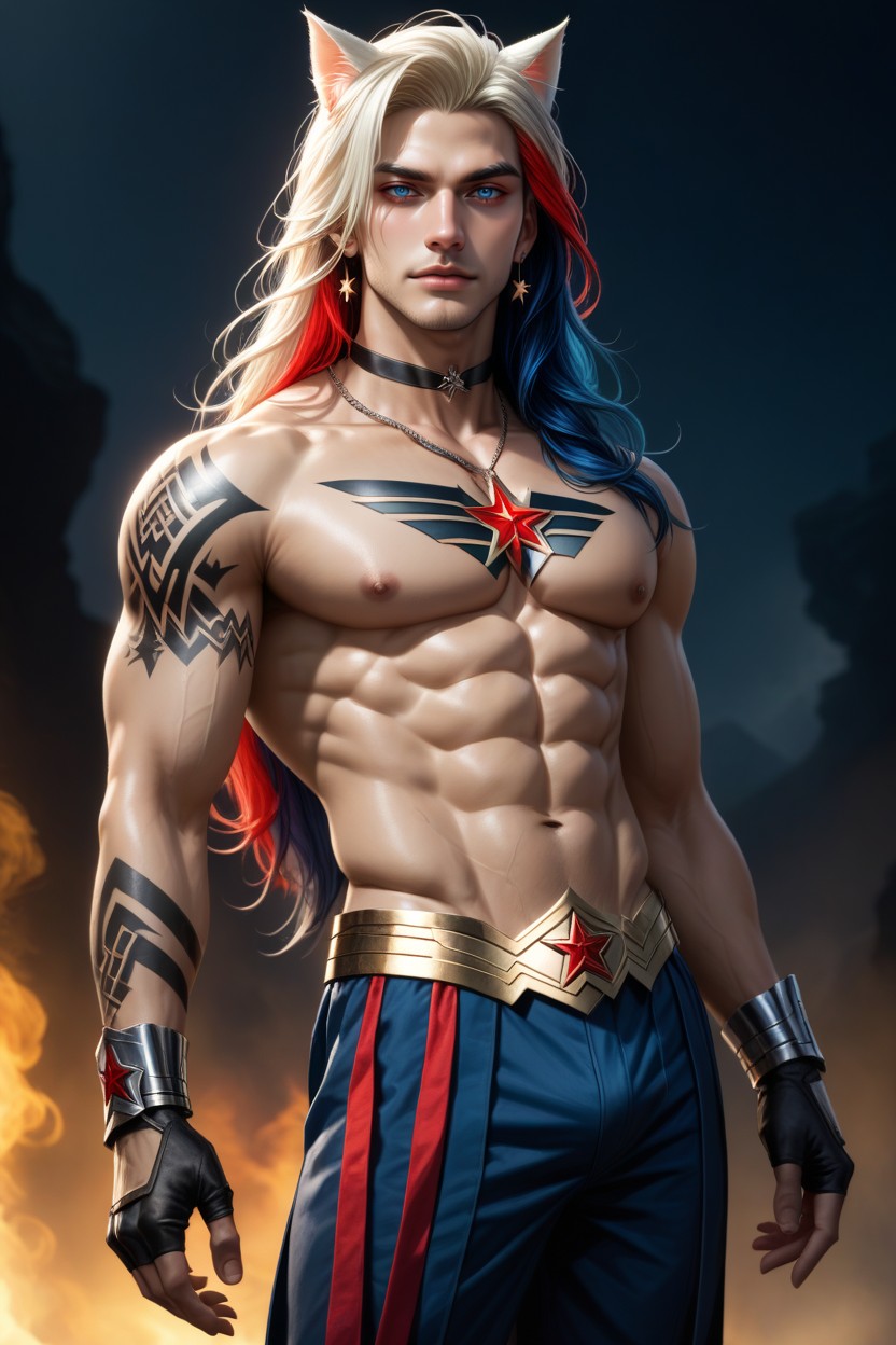 Seductive Look, Red Hair, Smooth Chest AI Gay Porn