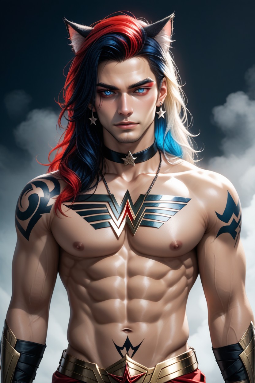 Colorful Hair, Smooth Skin, Chocker AI Gay Porn
