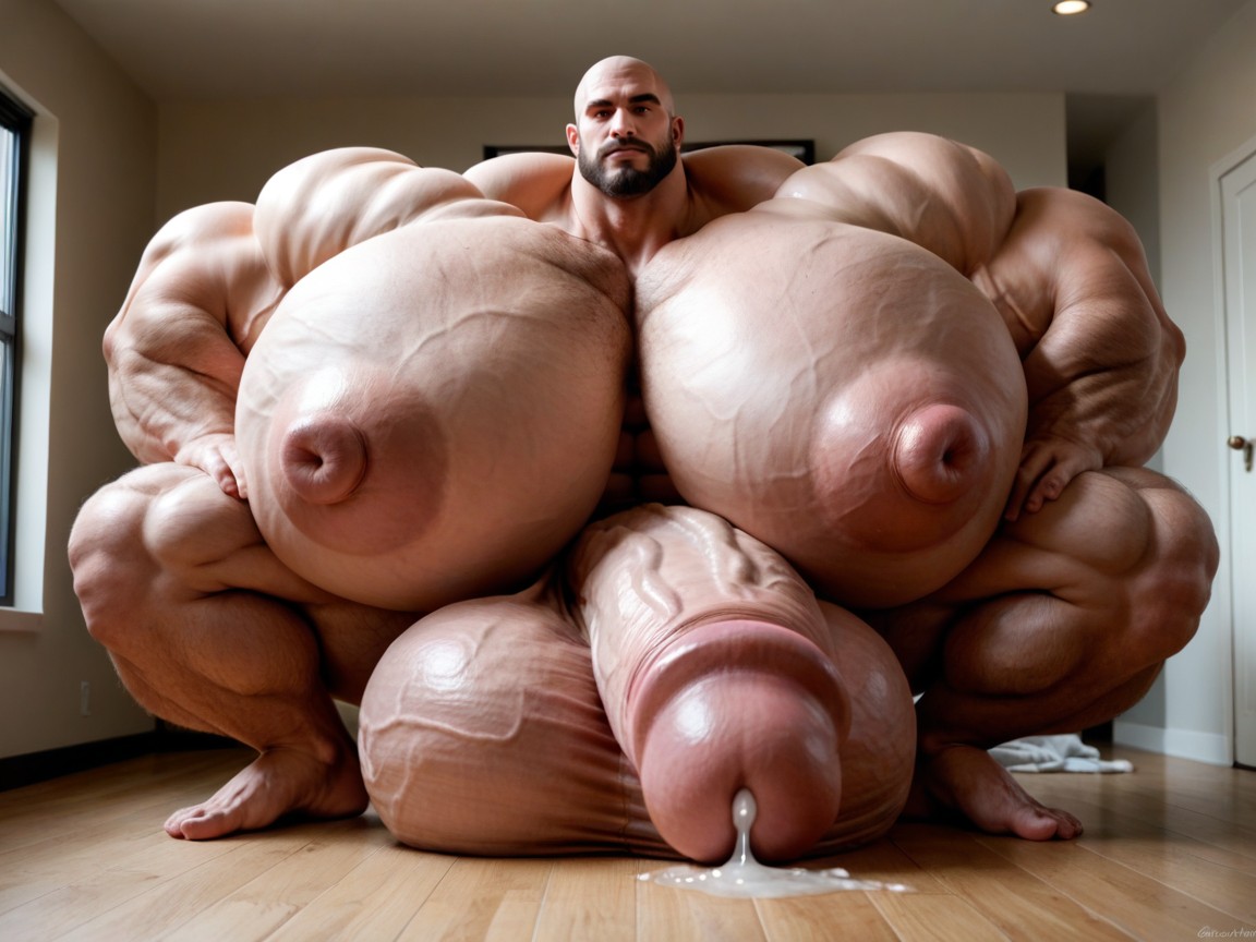 Puffy Nipples, Extreme Hyper Cock, Massive Oversized Hyper Testicles AI Gay Porn