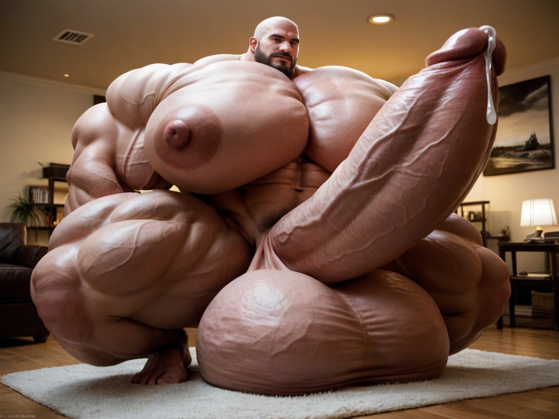 Massive Oversized Hyper Testicles, Balls Bigger Than Human, Massive Muscles AI Gay Porn