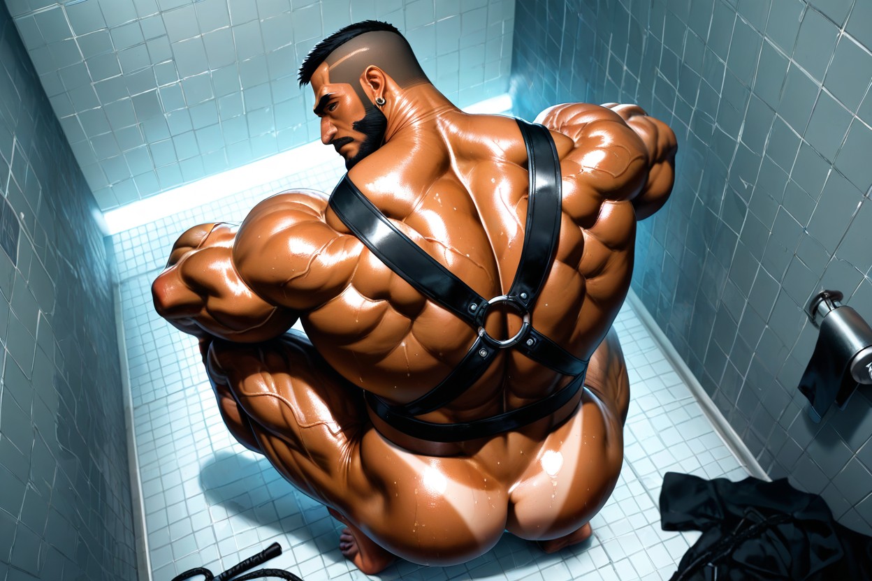 Big Earrings, Muscular Ass, Handsome AI Gay Porn