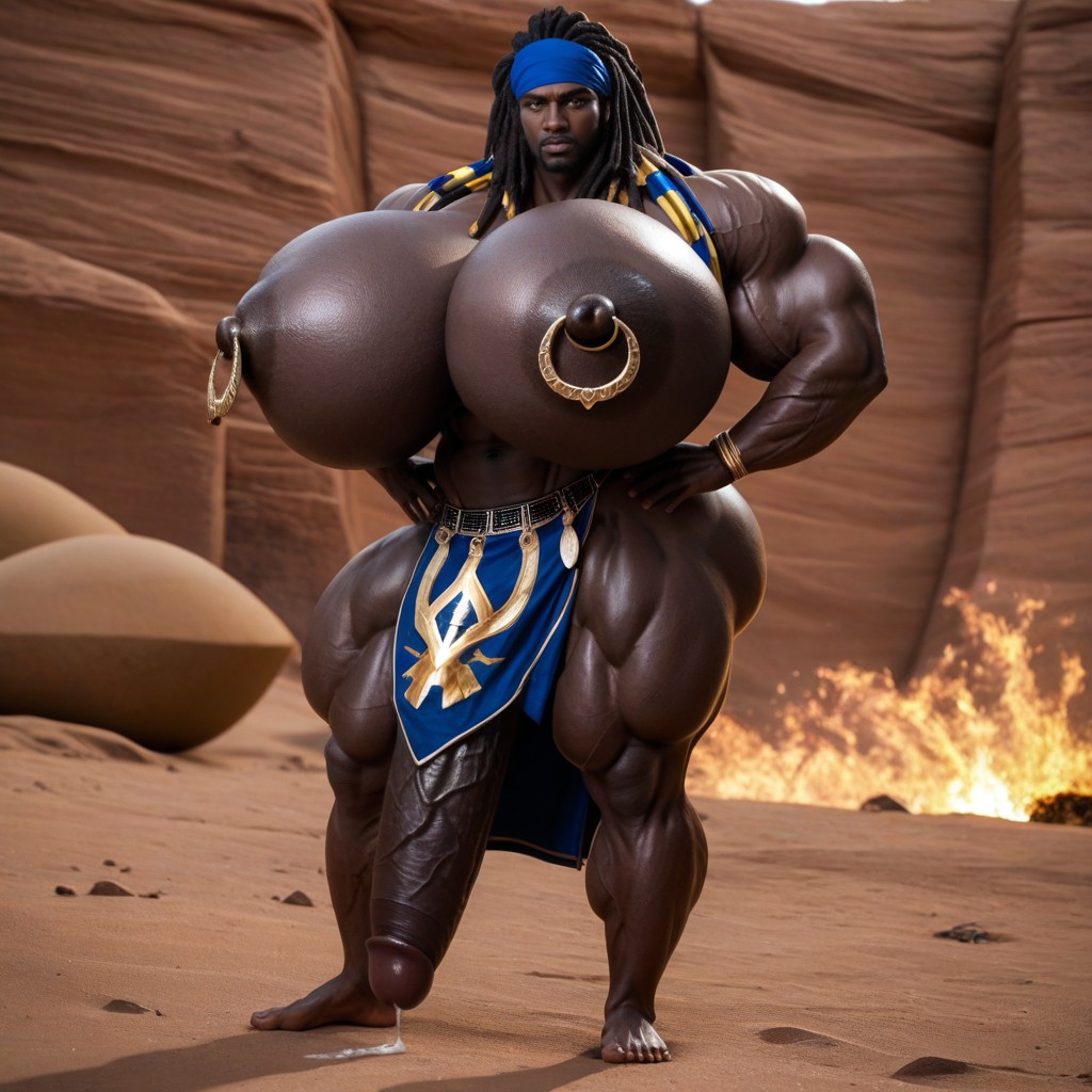 Muscular, Extremely Large Ass, Wide Angle AI Gay Porn