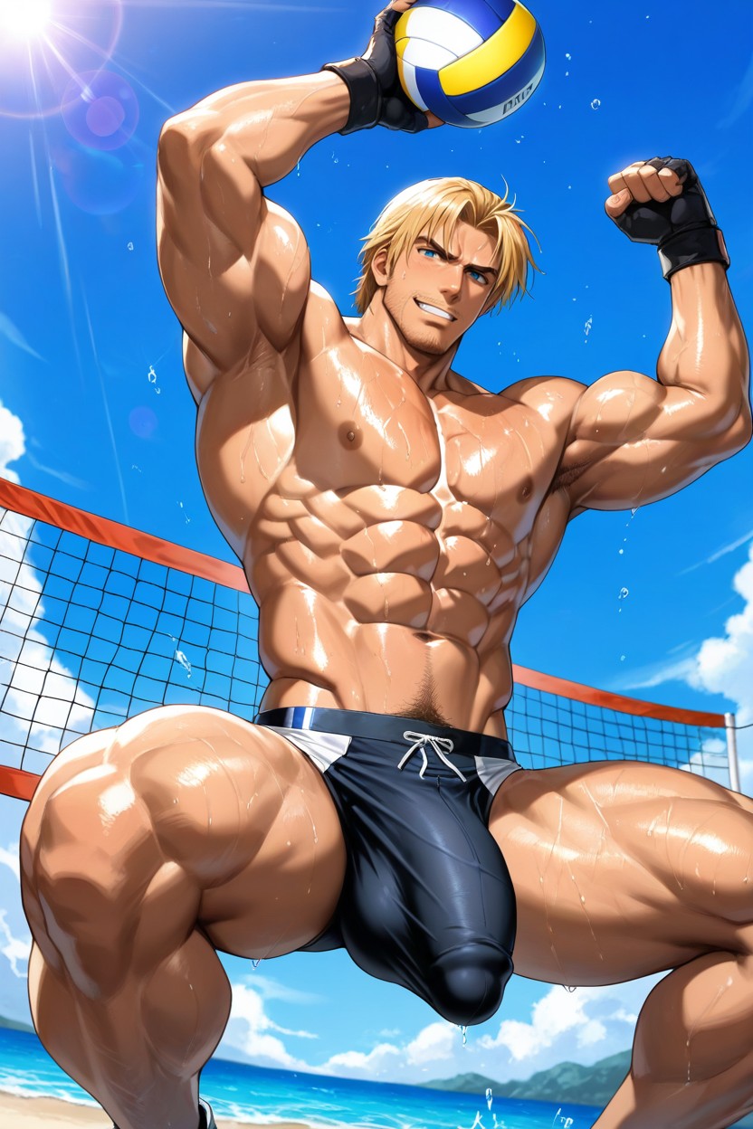 Strong Arms, Sculpted Chest, Clean Shaven AI Gay Porn