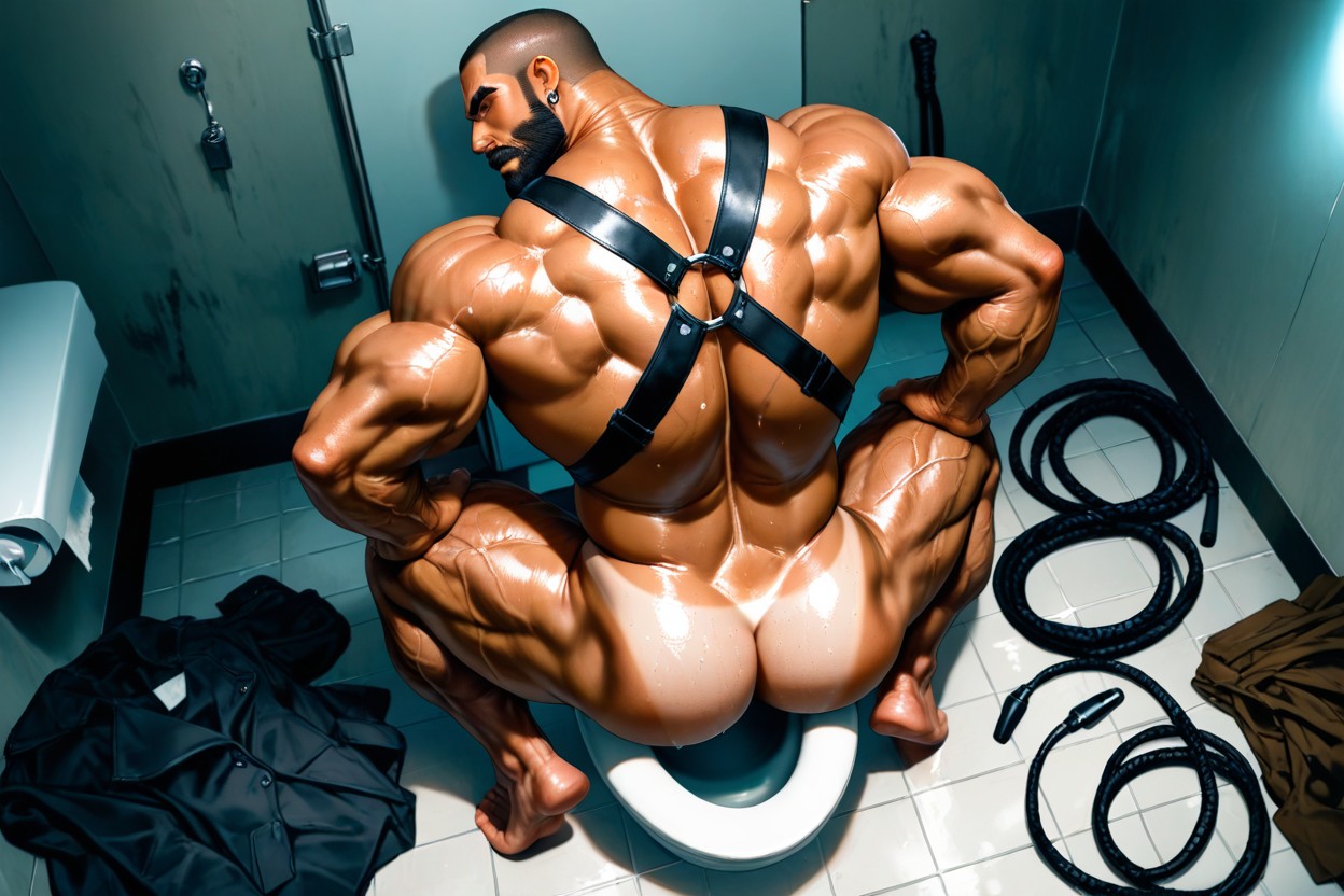 Wide Back, Bathroom Stall, Harness AI Gay Porn
