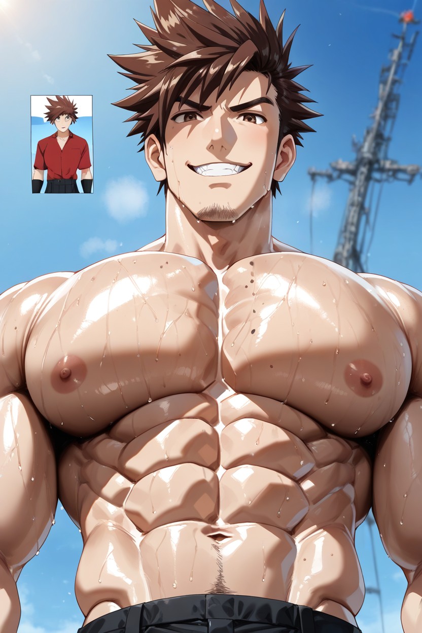 No Shirt, Male Only, Huge Pecs AI Gay Porn