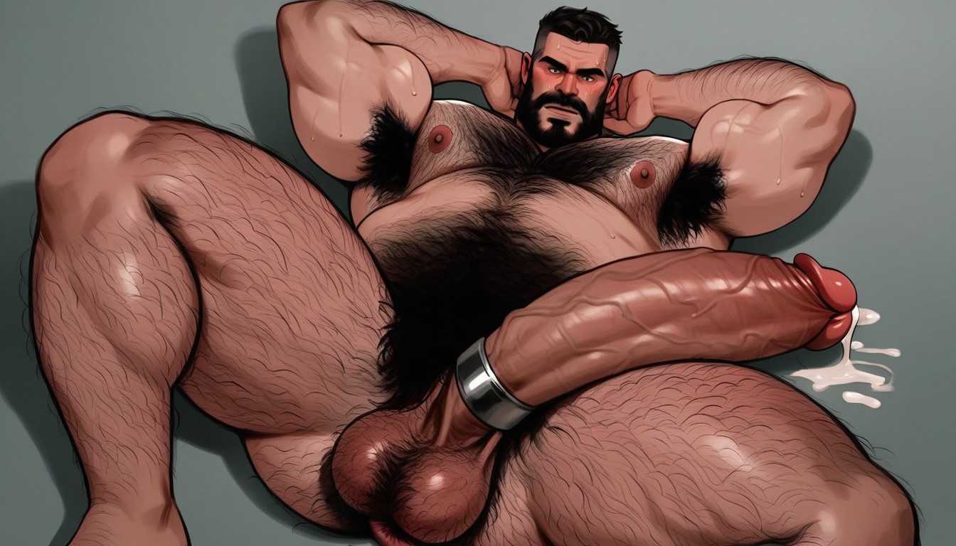 Humanoid Penis, Very Thick Penis, Hyper Excessive Brown Beard On Leg AI Gay Porn