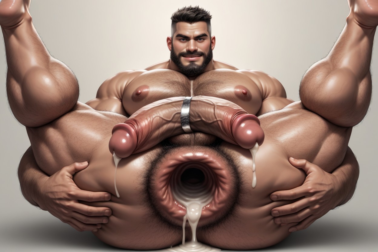 Excessively Large Hairy Jaw, Hairy Big Pecs, Beard AI Gay Porn