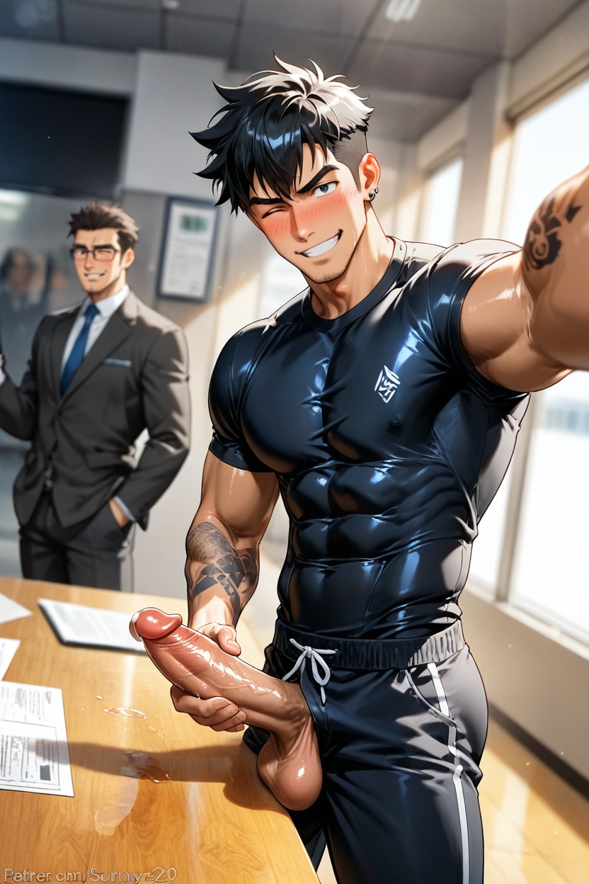 Oiled Body, Juicy Penis, Fit AI Gay Porn