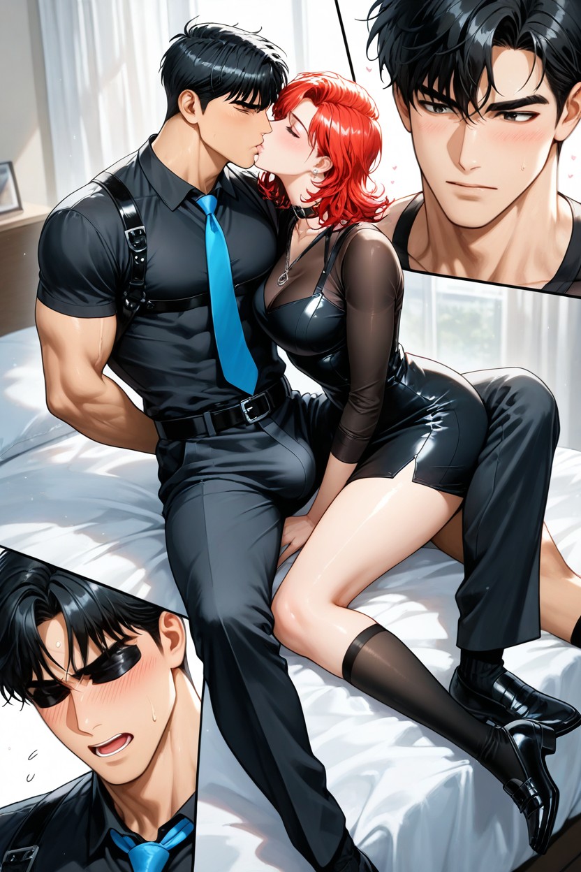 Black Business Shirt, Short Length, Fit AI Gay Porn