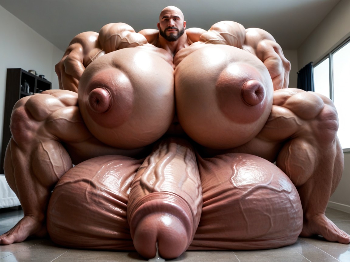 Hyper Veiny Pumped Muscles, Cock Nipples, Massive Oversized Hyper Muscle AI Gay Porn