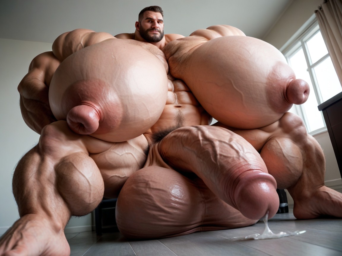 Bottom Up, Massive Oversized Hyper Muscle, Muscle Growth AI Gay Porn