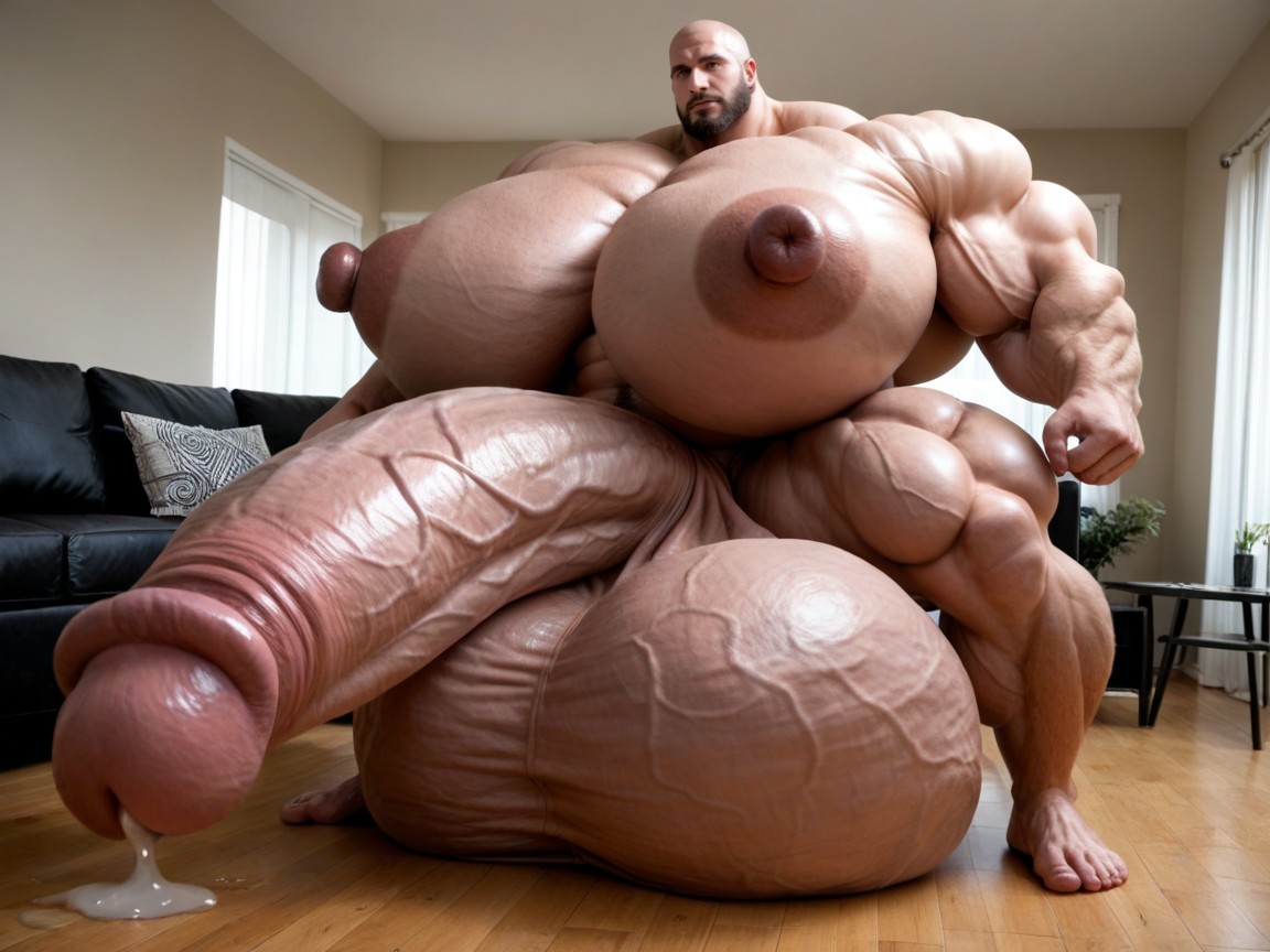 Oversized Hyper Gigantic Penis, Small Ass, Exploding With Muscle Growth AI Gay Porn
