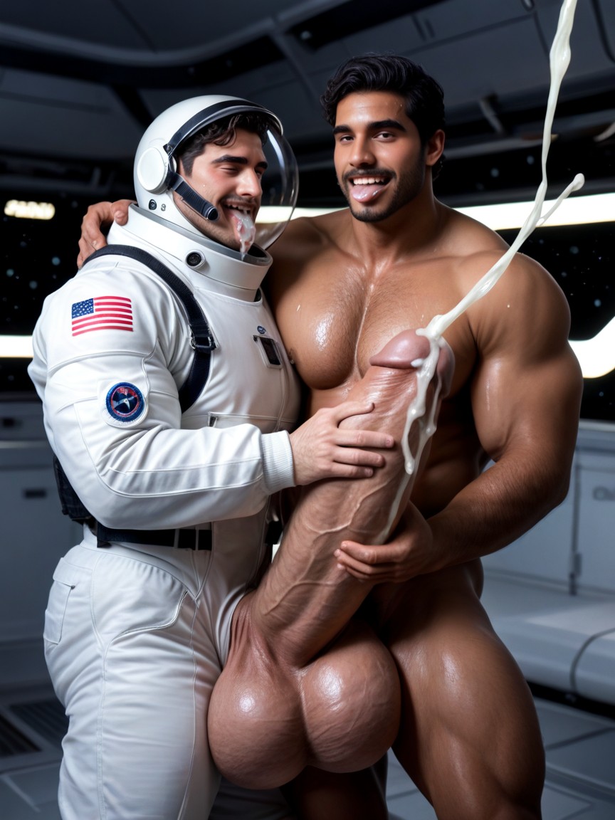 Angular Features, Sweaty, Handjob AI Gay Porn