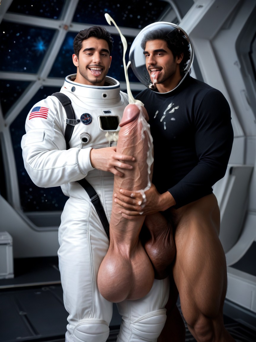 Curly, Hugging Cock, Laughing AI Gay Porn