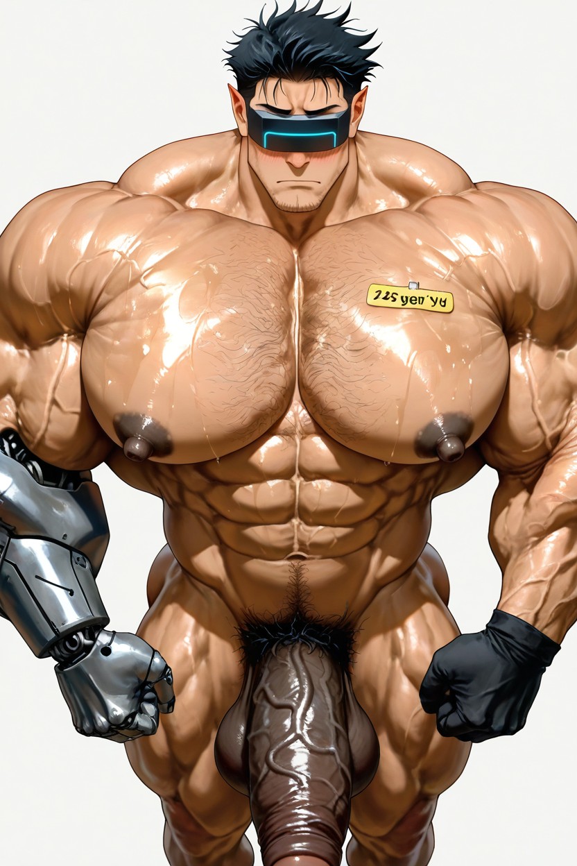 Black Nipples, Enormous Bulging Chest And Arms, Big Muscles AI Gay Porn