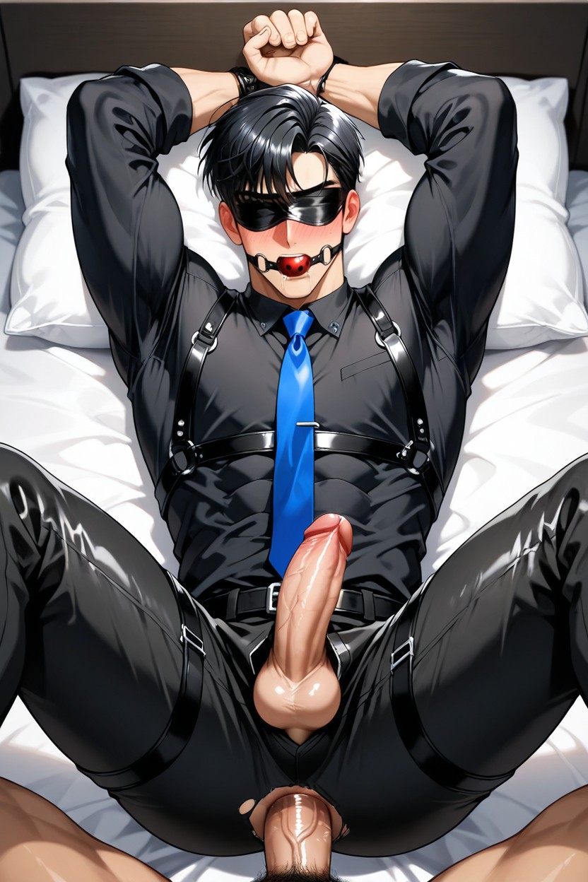 Black Hair, A Black Business Shirt, Black Dress Pants AI Gay Porn