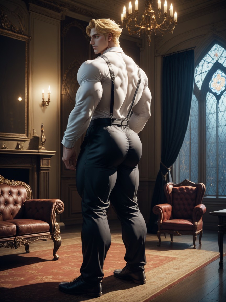 Thick Arms, Alucard From Castlevania, Leather Suspenders AI Gay Porn