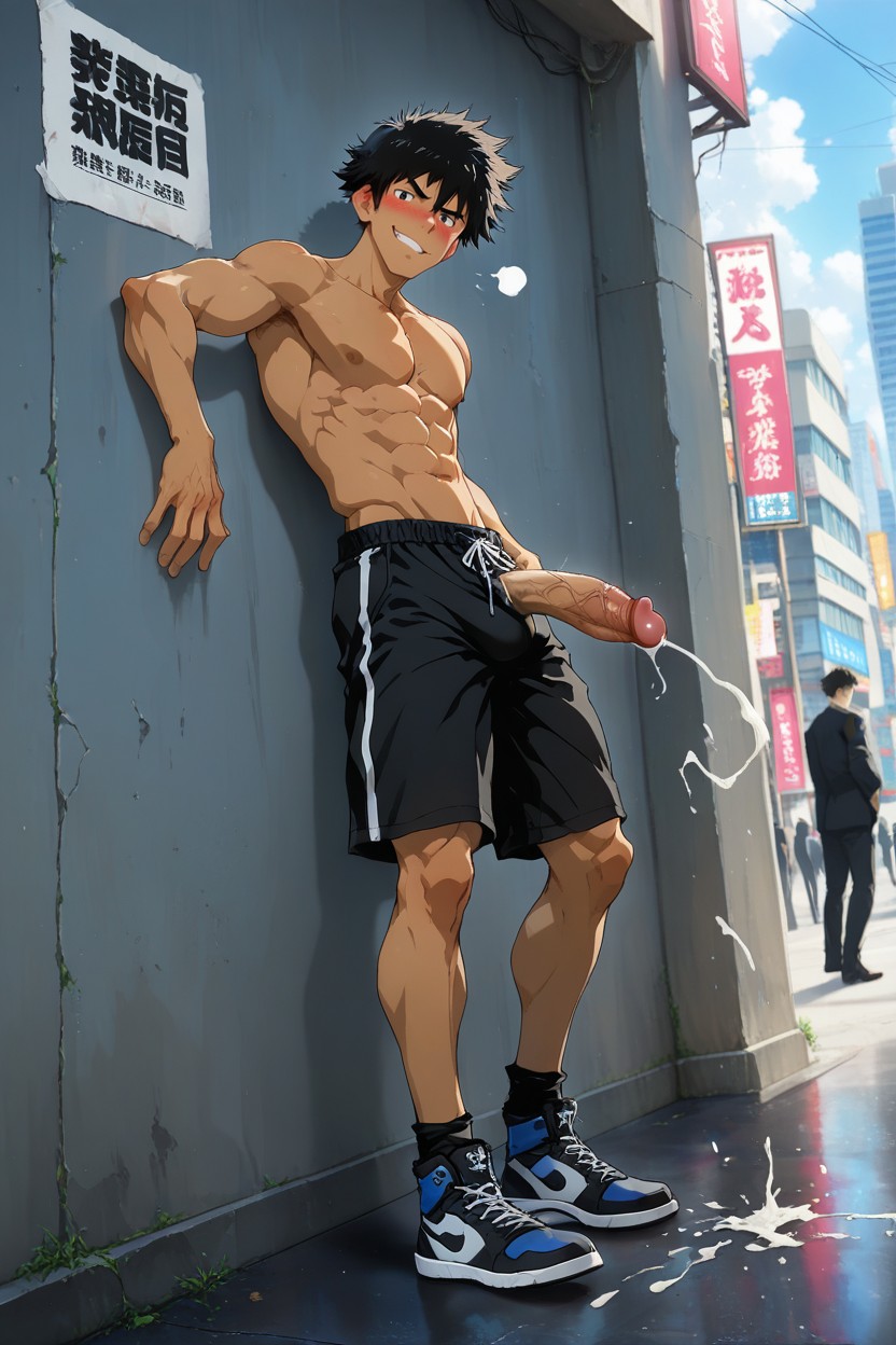 Asian, Messy Brushed Up Hair, Standing Porno IA Gay