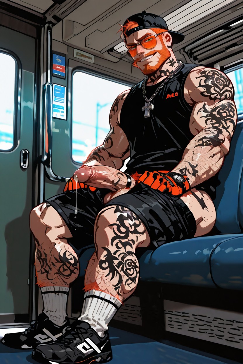 Medium, Bus Interior Background, Strong Male AI Gay Porn