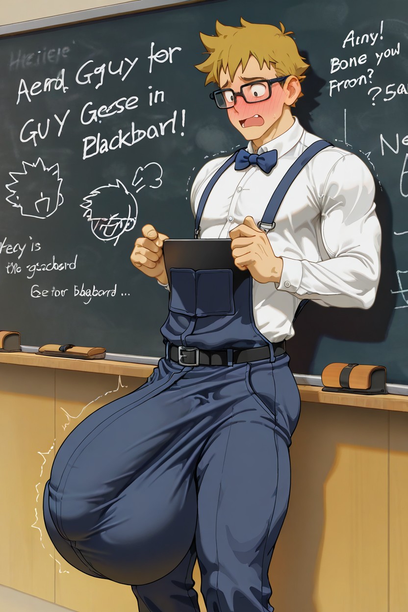 Hyper Giant Bulge In Pants, Handsome Face, Standing AI Gay Porn