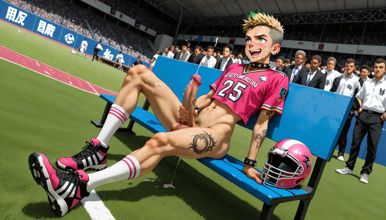 Beaucoup De Gens Autour, Football Team Standing Around Watching, White Socks Porno IA Gay