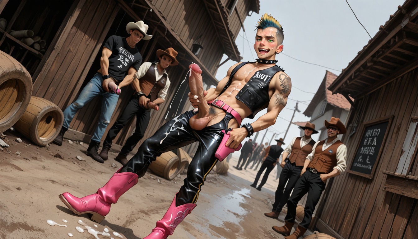 Dildos In Holsters, Body Tattoos, Spikes Bracelets Porno IA Gay