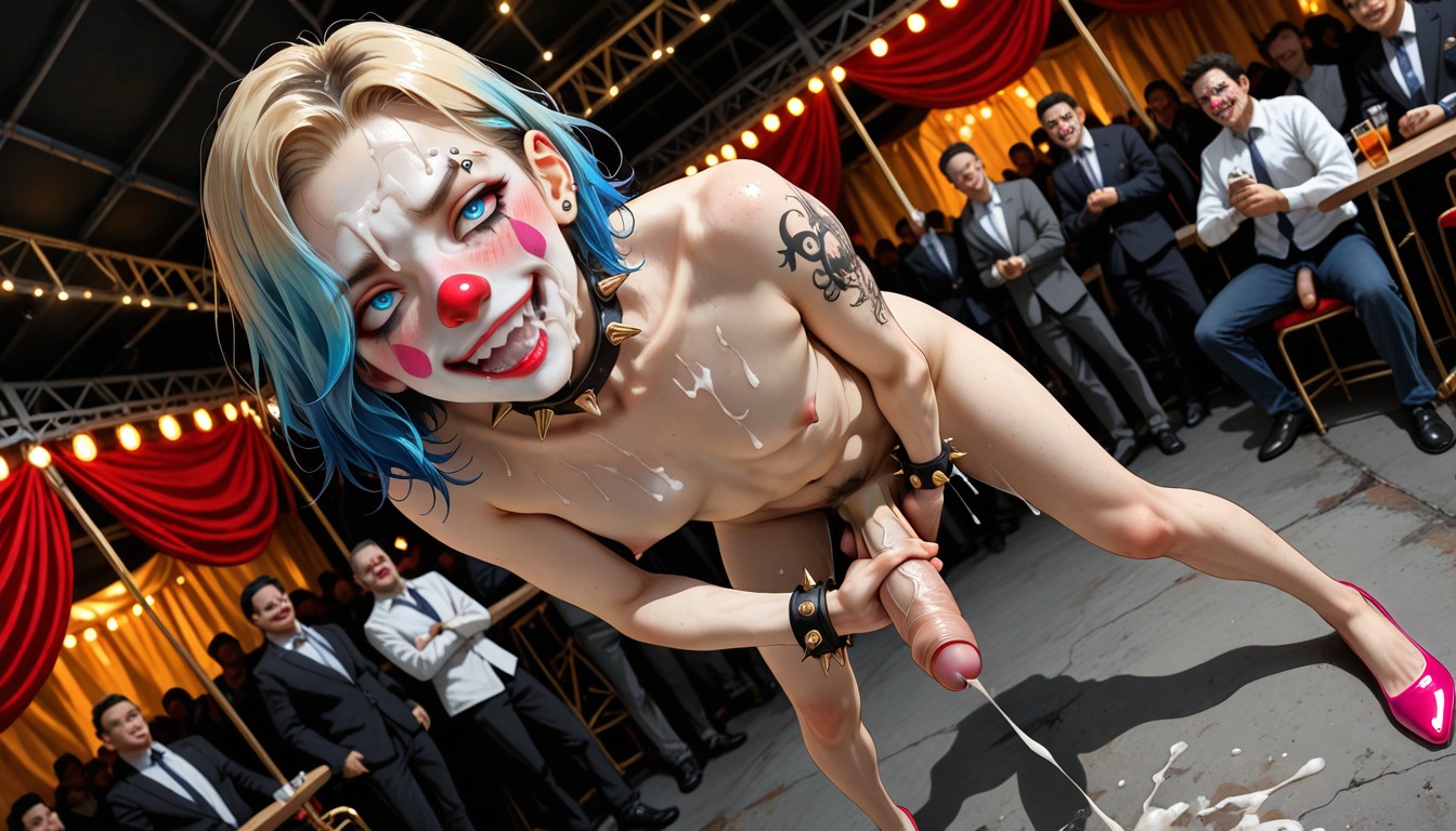 Spiked Collar, Pink Clown Shoes, Ganzkörper KI Schwulenporno