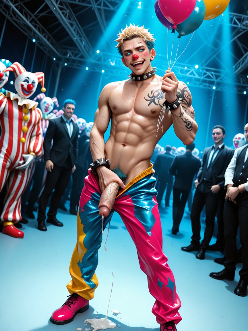 Pubic Hair, Masturbating, Group Female Clowns Standing In A Circle Around Watching In Background Porno IA Gay