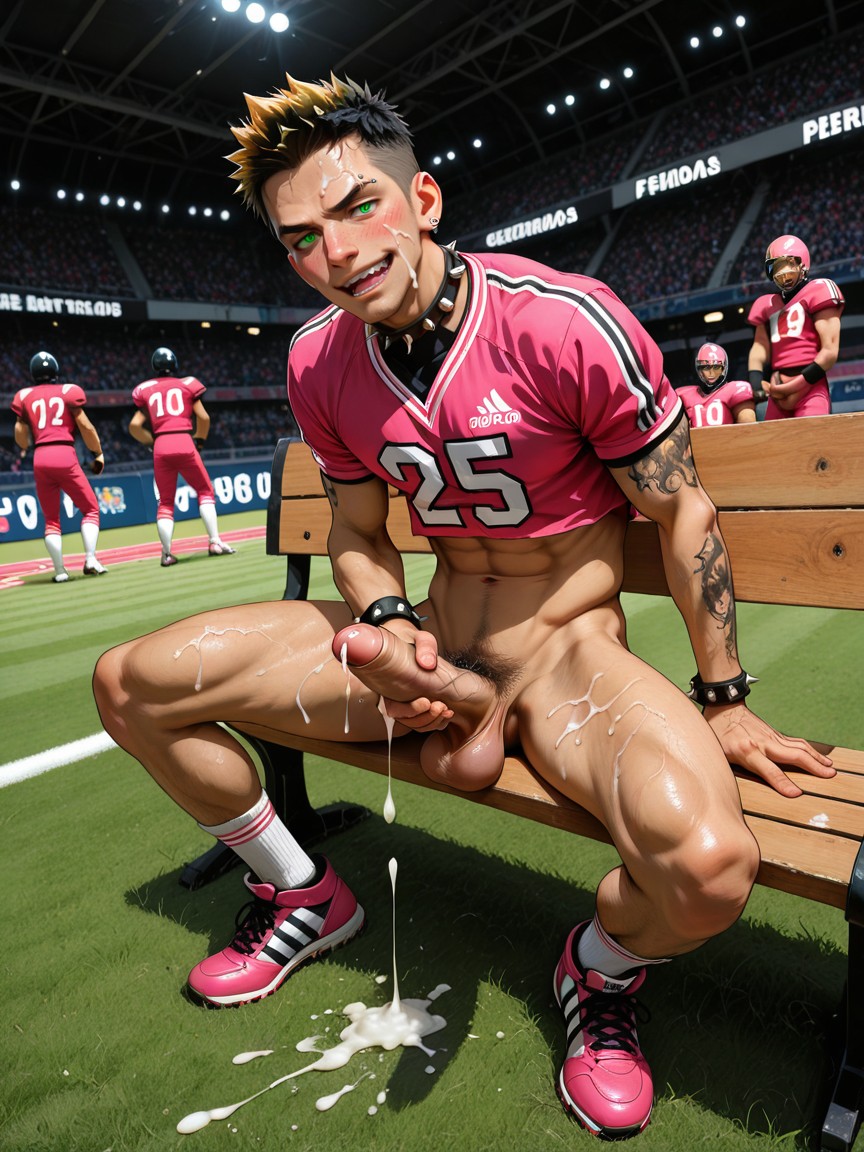 Masturbating, Facial Piercings, Green Eyes Porno IA Gay
