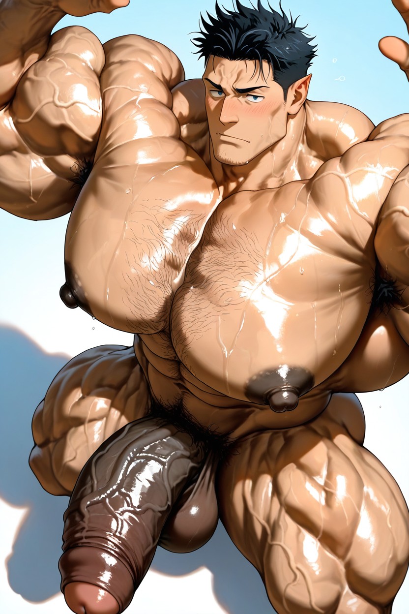 Colossal Muscularity, Gigantic Muscles, Stubble ゲイAIポルノ