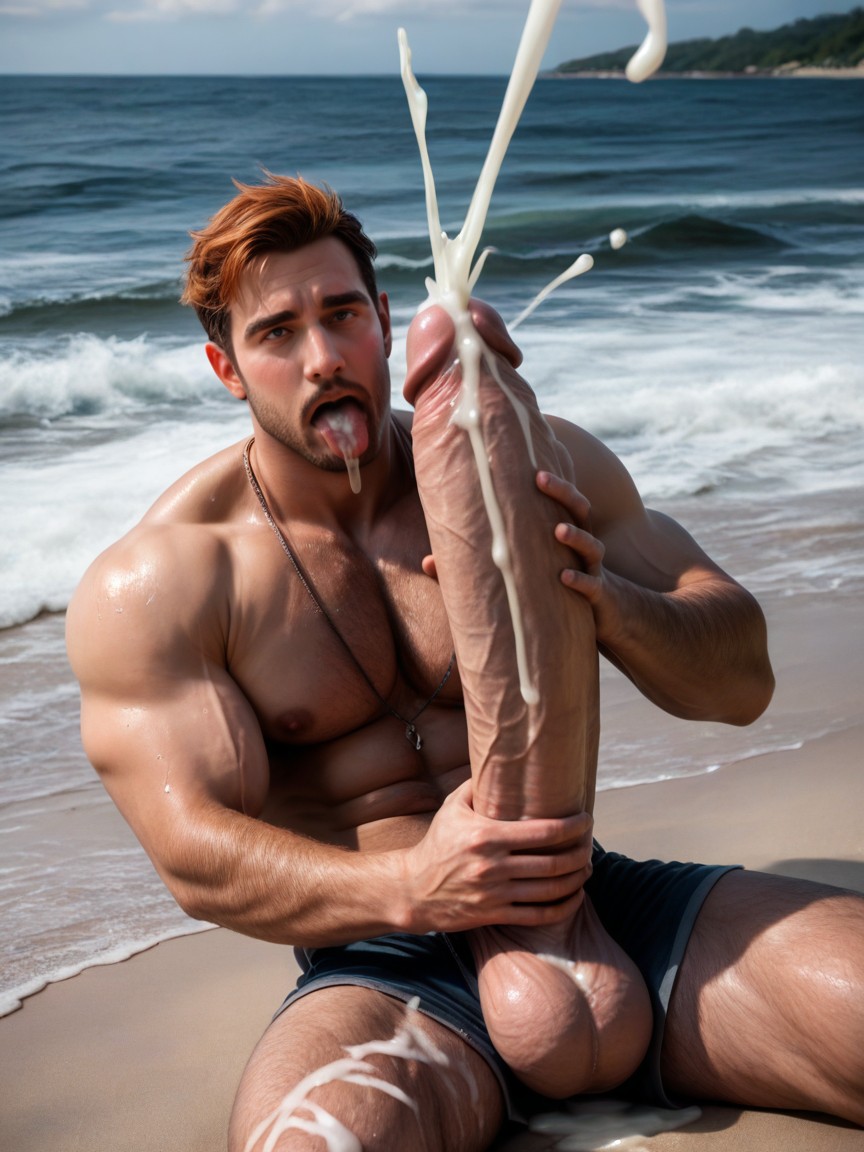 Impossibly Long And Thick Hyper Cock Taller And Thicker Than Body, Sweaty, Hyper Man Fully Covered In Cum Porno IA Gay