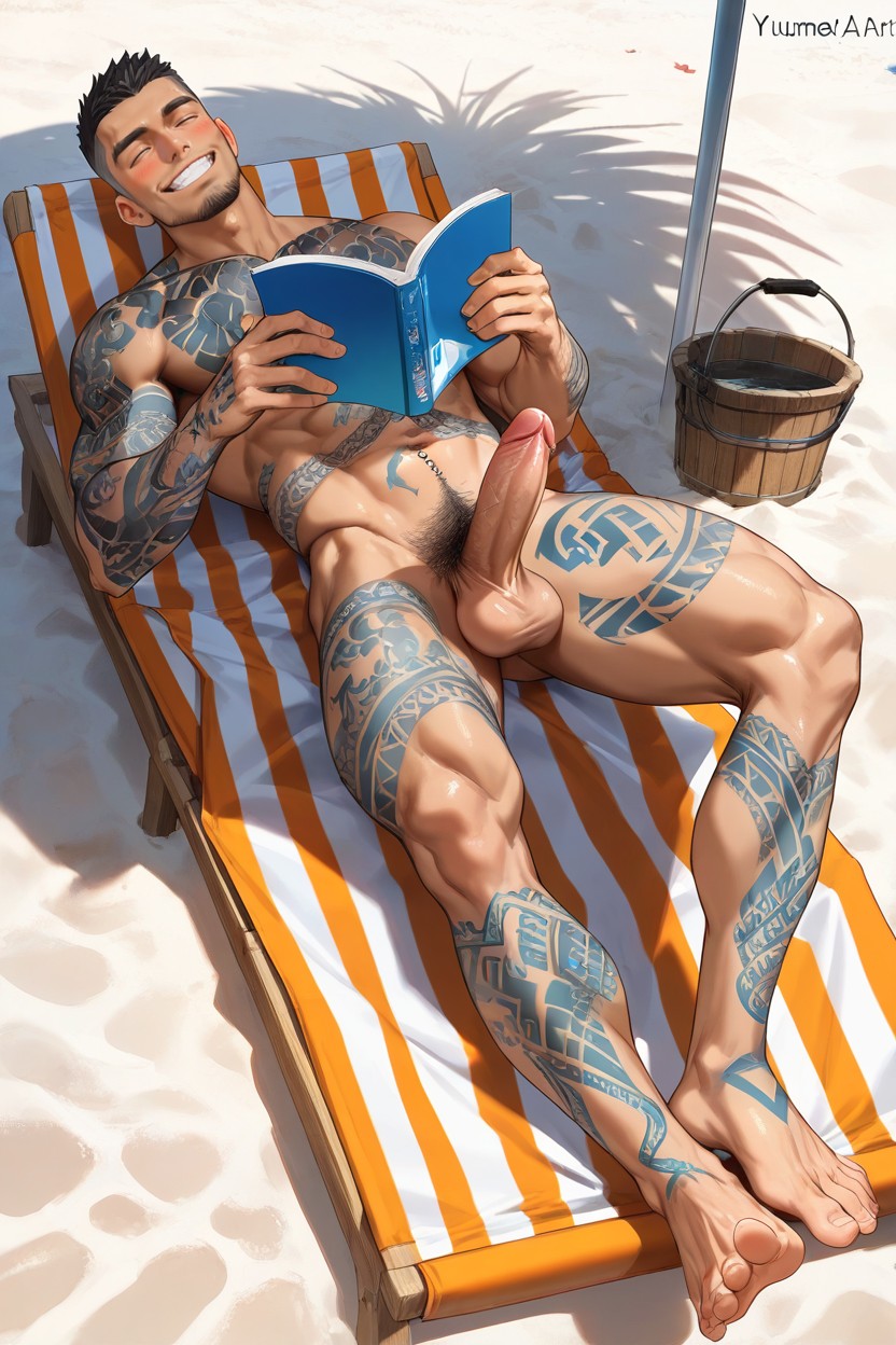 Showing Feet, Mediodía, Reading A Book Porno gay IA