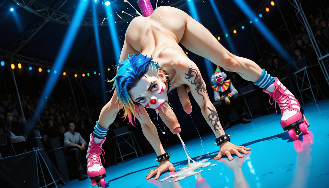 Blue Roller Skates With Pink Wheels, Far View, Bracelet À Pointes Porno IA Gay
